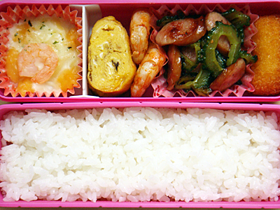 【塾弁】ゴーヤとウィンナーの炒めもの