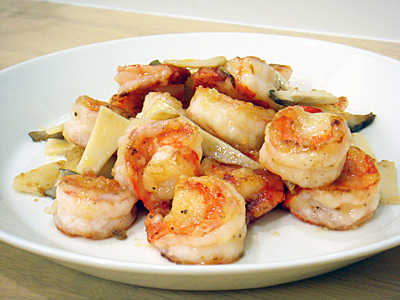 エリンギと海老のガーリック炒め